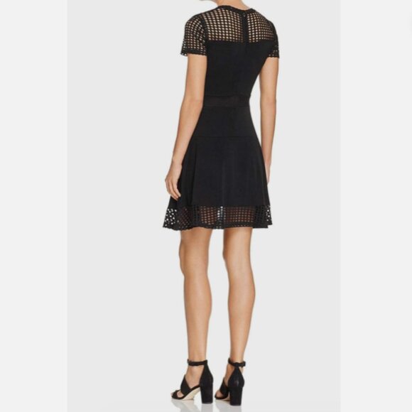 Michael Kors Black Sheer Mesh Combo Little Black Mini Dress | Sz Medium - Picture 2 of 8
